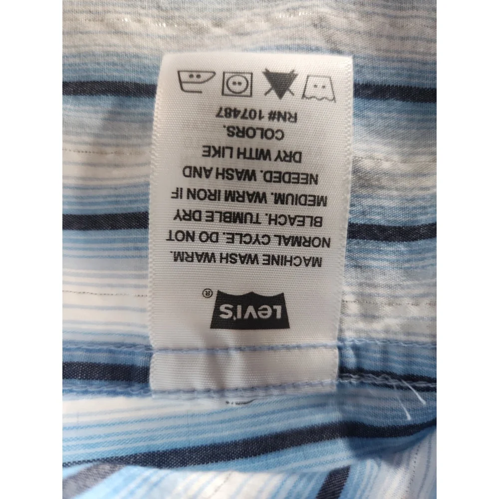 Levi's Striped Pearl Snap Western Shirt Size M Cotton Metallic Blend Workwear